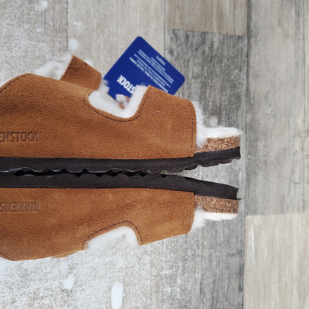 Birkenstock Arizona Womens Slides Sandals Sz 5 Narrow Mink Shearling Suede - Picture 7 of 12